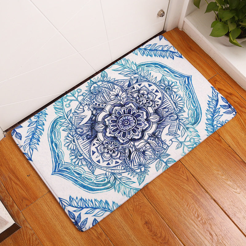 Mandala - Blues on White - Polyester Floor Mat - Rectangle - Size 40x60cm - NEW521