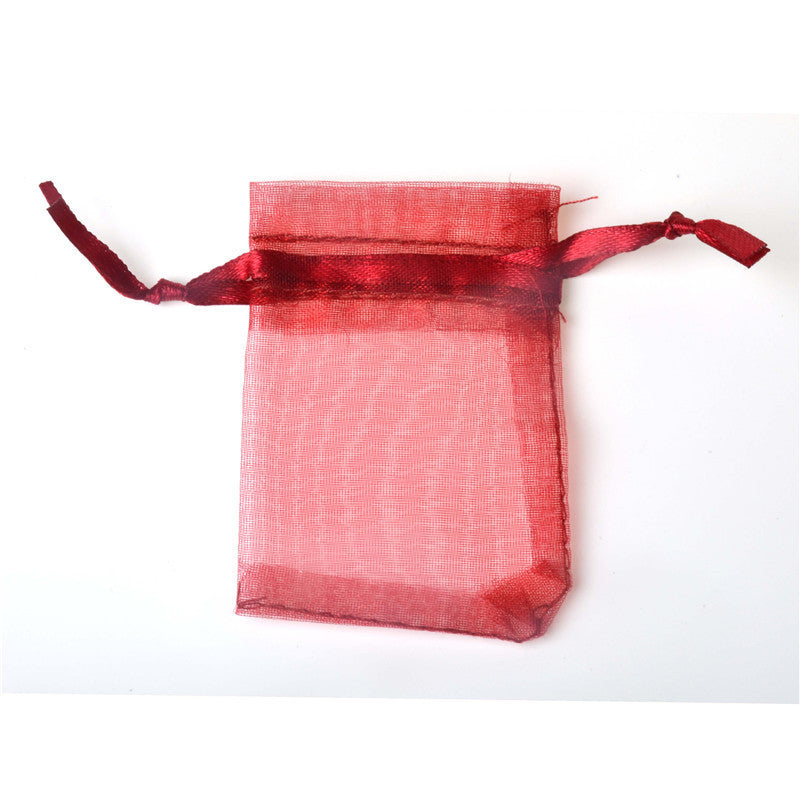PK/100 Red Wine 3.5 x 4.7 inch ORGANZA POUCH BAG - RECTANGLE with Draw String - 9x12cm - NEW222