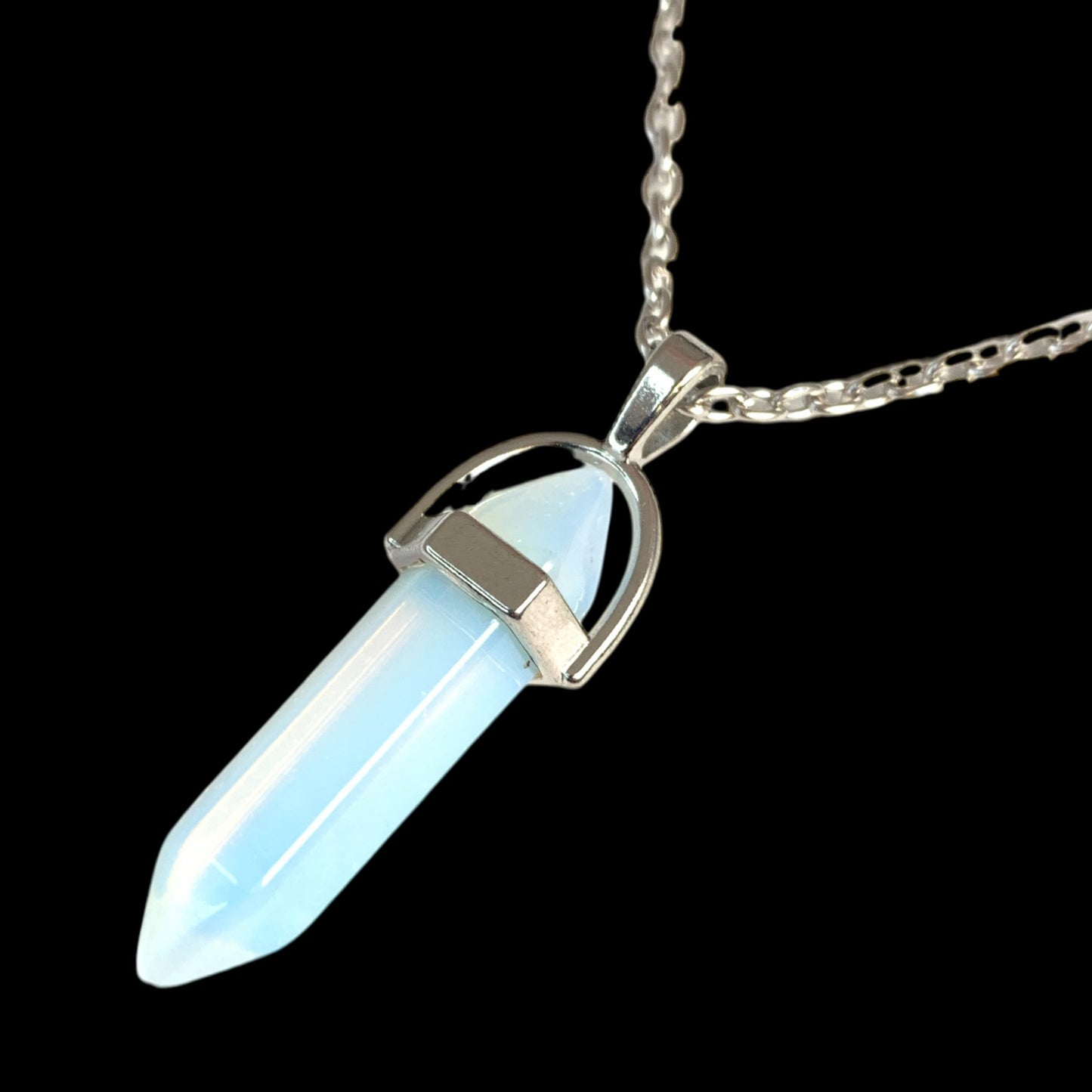 Opalite Double Terminated Pendulum Stone Pendant 13x35mm with 18 Inch Chain 2 lnch Extender Chain - China - NEW922