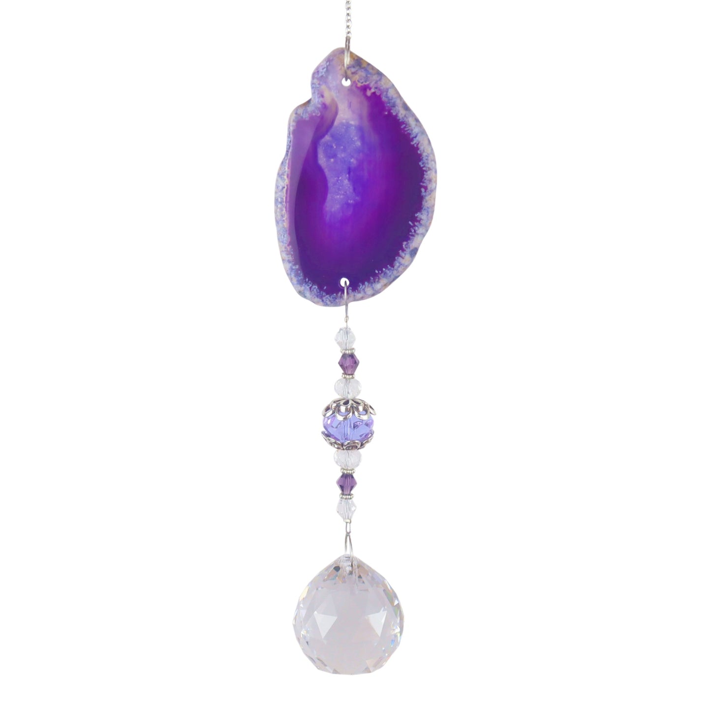 K9 Purple Agate Slice Crystal Hanger - 15.5 inches long - NEW523