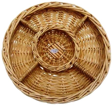 ROUND CENTER 5 COMP Willow DIVIDED TRAY 8 x 1.5 inch