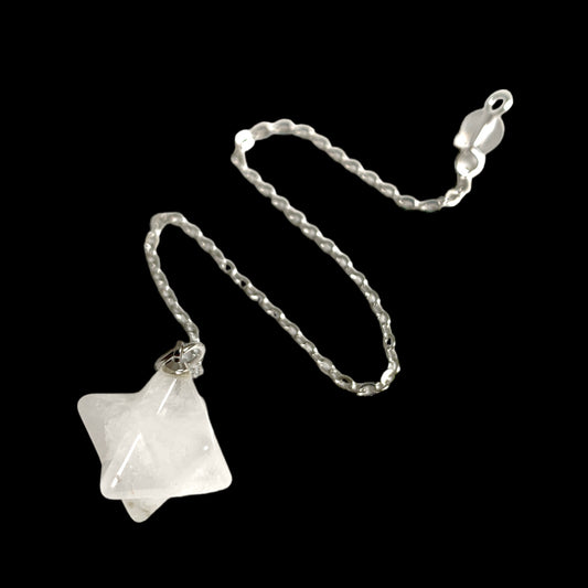 Clear Quartz Merkaba Pendulum - 17mm Star - China - NEW922