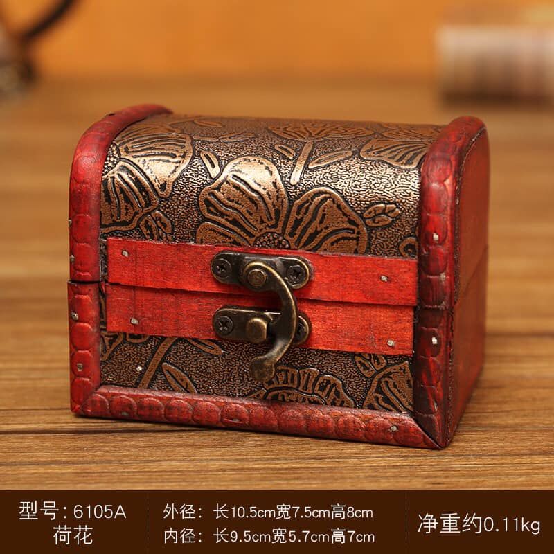 Wooden Box with Metal Latch - 4.13 x 2.93 x 3.14 inch or 10.5 x 7.5 x 8cm - Flower - China - NEW123