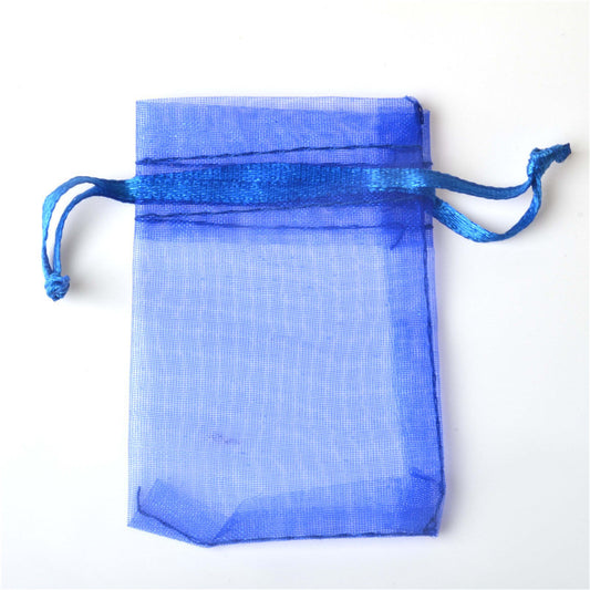 PK/100 Royal Blue 3.5 x 4.7 inch ORGANZA POUCH BAG - RECTANGLE with Draw String - 9x12cm - NEW222