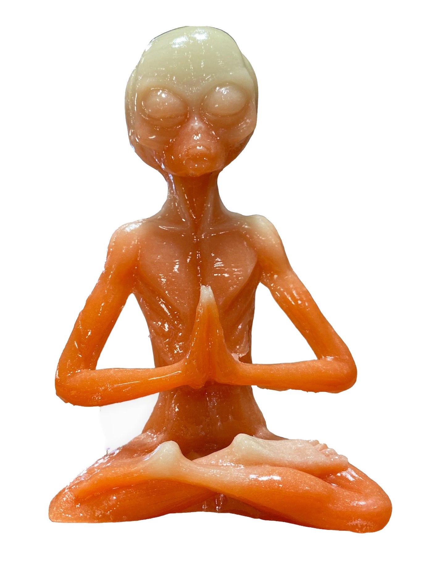 Sitting Yoga Alien - Orange Luminous Resin - 5.75 inches - 15cm - China - NEW1022