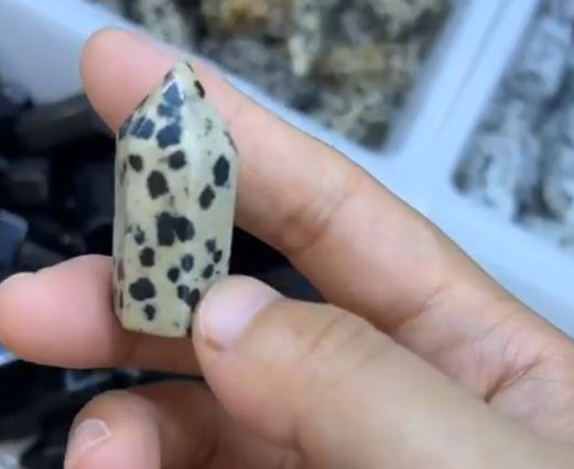 Dalmatian Jasper - Single Terminated FAT Points - 20 x 60mm - China - NEW922