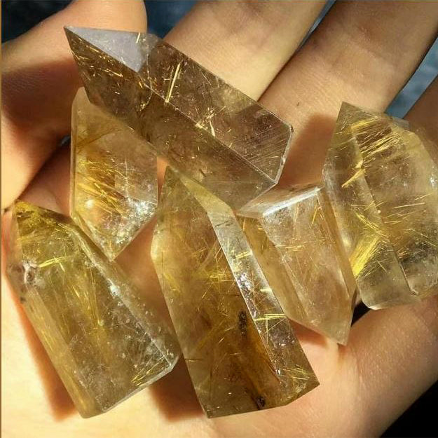 High Quality Gold Rutilated Quartz Crystal - 20-40mm - Price per gram - China - NEW423 - Polished Points