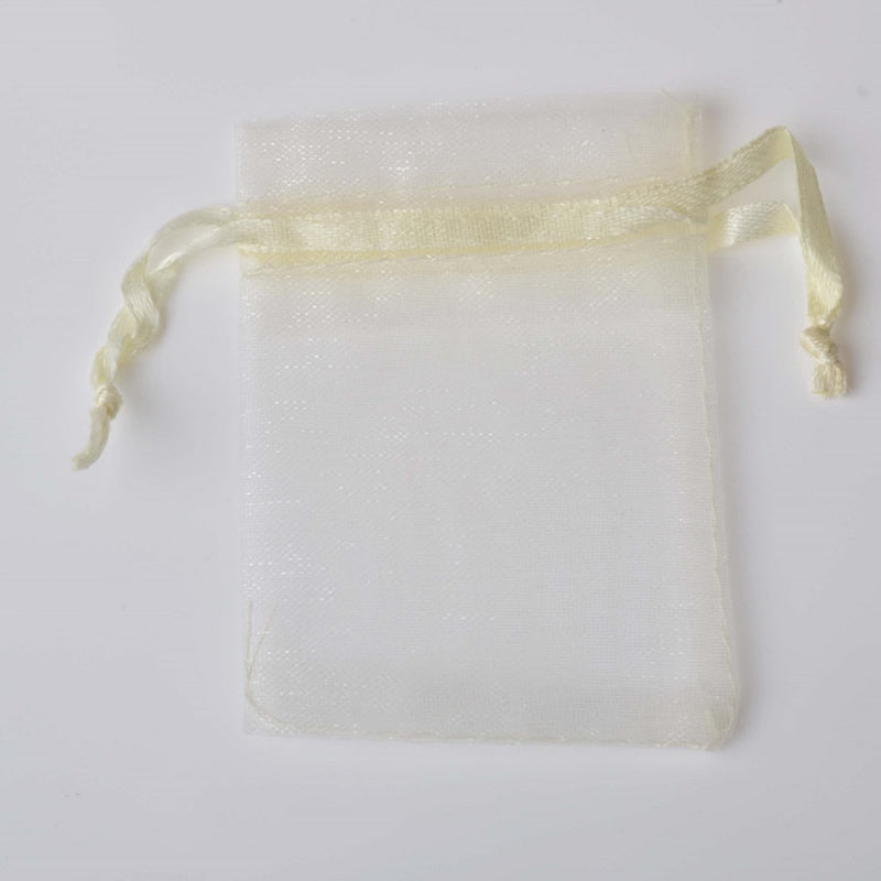 PK/100 Ivory 4 x 6 inch ORGANZA POUCH BAG - RECTANGLE with Draw String - 10x15cm - NEW222