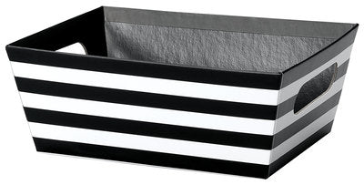 Black & White Stripes Market Tray - Large - 12 x 9 1/2 x 4 1/2 inch - Fits a 20x30 bag