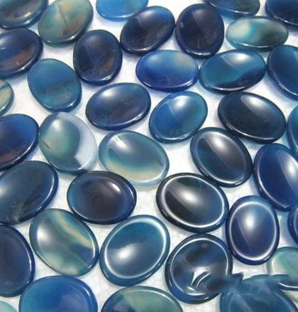 Blue Onyx Worry Stones - 30-40mm Long - India - (dyed)
