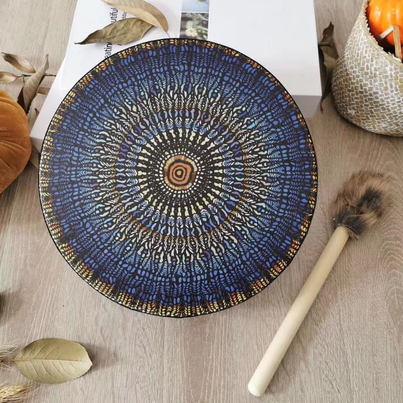 Blue Mandala Drum Decor with Drum Stick - 25 x 5 cm - Made in China - NEW822