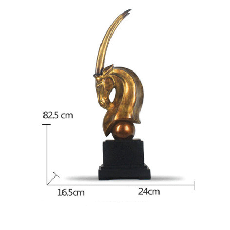 Horned Décor - Gold - Resin - 24x82.5x16.5cm