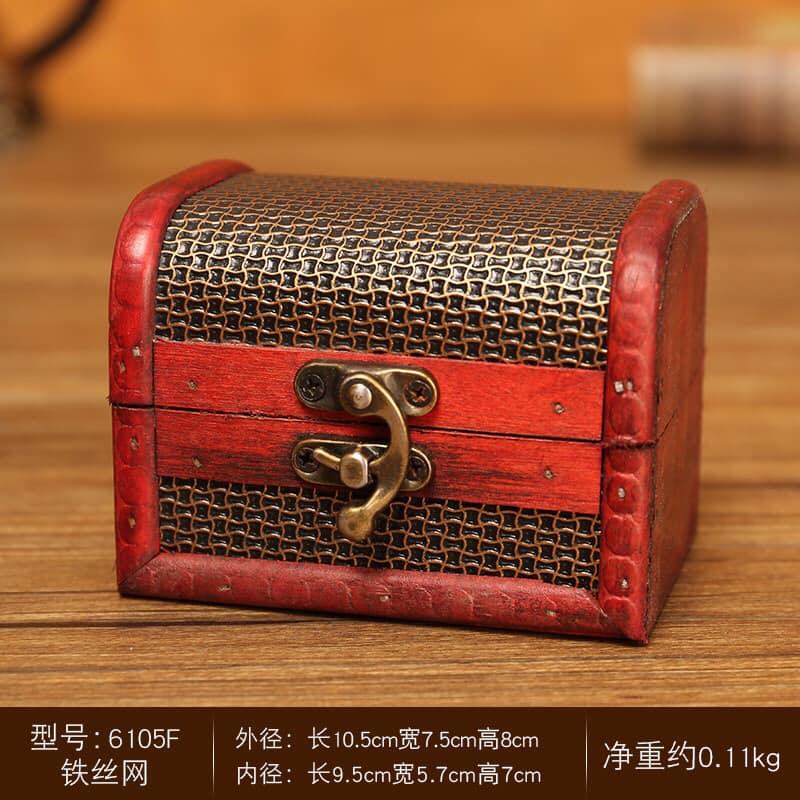 Wooden Box with Metal Latch - 4.13 x 2.93 x 3.14 inch or 10.5 x 7.5 x 8cm - Mesh - China - NEW123