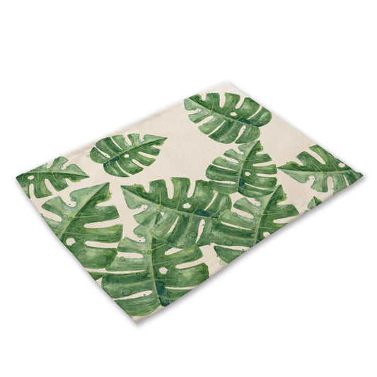 Cotton Place Mat - Big Leaves - Rectangle - Size 42x32cm - NEW322