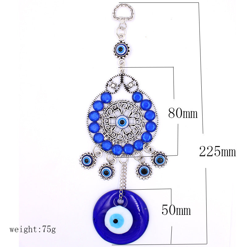 Evil Eye Hanger with 7 Round Blown Glass Eyes - Long - 9 inch 22.5cm - China - NEW123