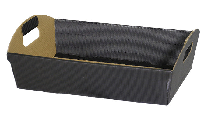 Rectangle Corrugated Eflute Tray - Black - 8-5/8 x 6-1/16 x 2-3/8 inch deep (50 per case)