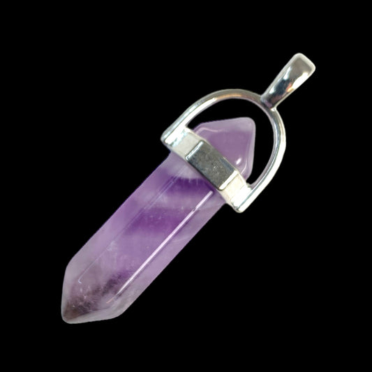 Amethyst Crystal Pendant - Platinum Colour Plated Brass Bail