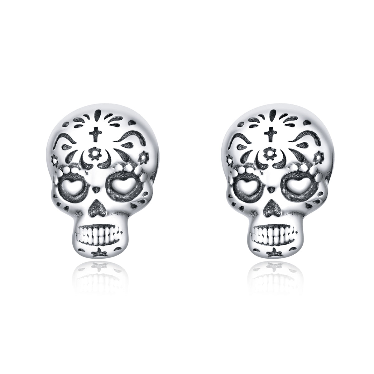 Skull Earrings - Sterling Silver 925 - High Quality - NEW622