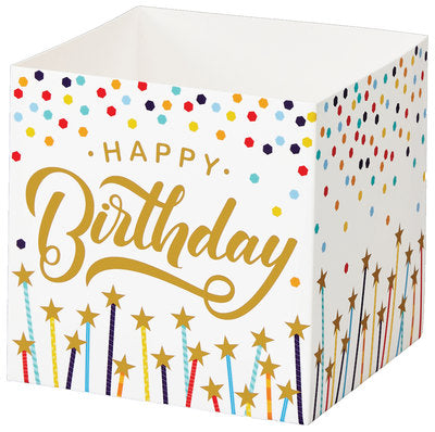 Happy Birthday Stars Square Party Favor Gift Box - 3 3/4 x 3 3/4 x 3 3/4 inches deep (order in 6's)